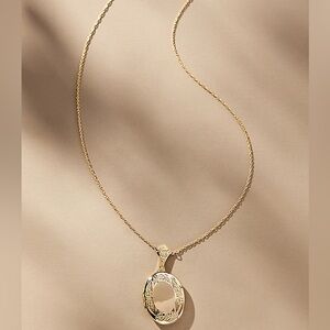 Anthropologie Oval Locket Pendant Necklace Gold